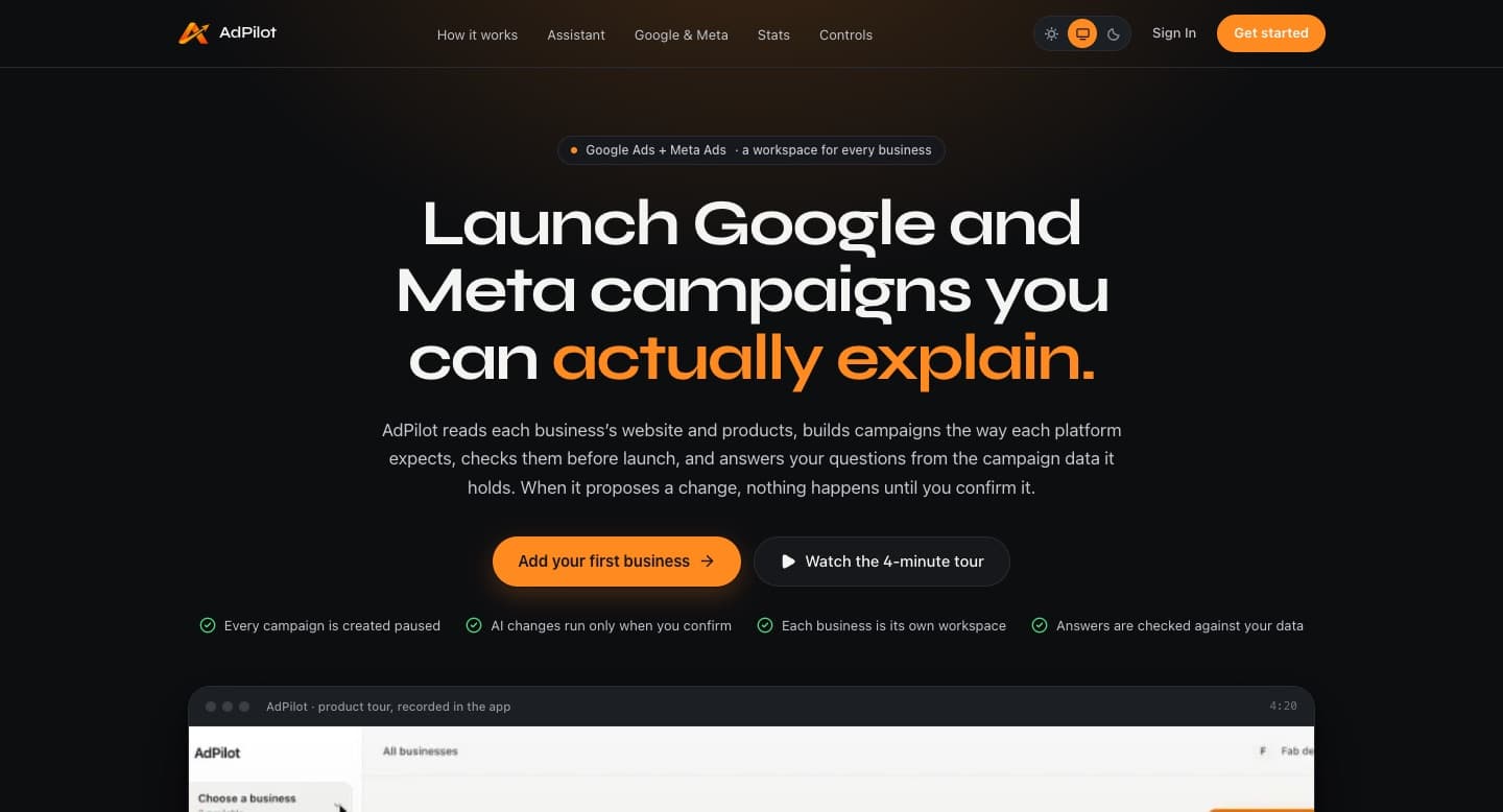 Screenshot of AdPilot – Multi-Tenant Ads Automation SaaS