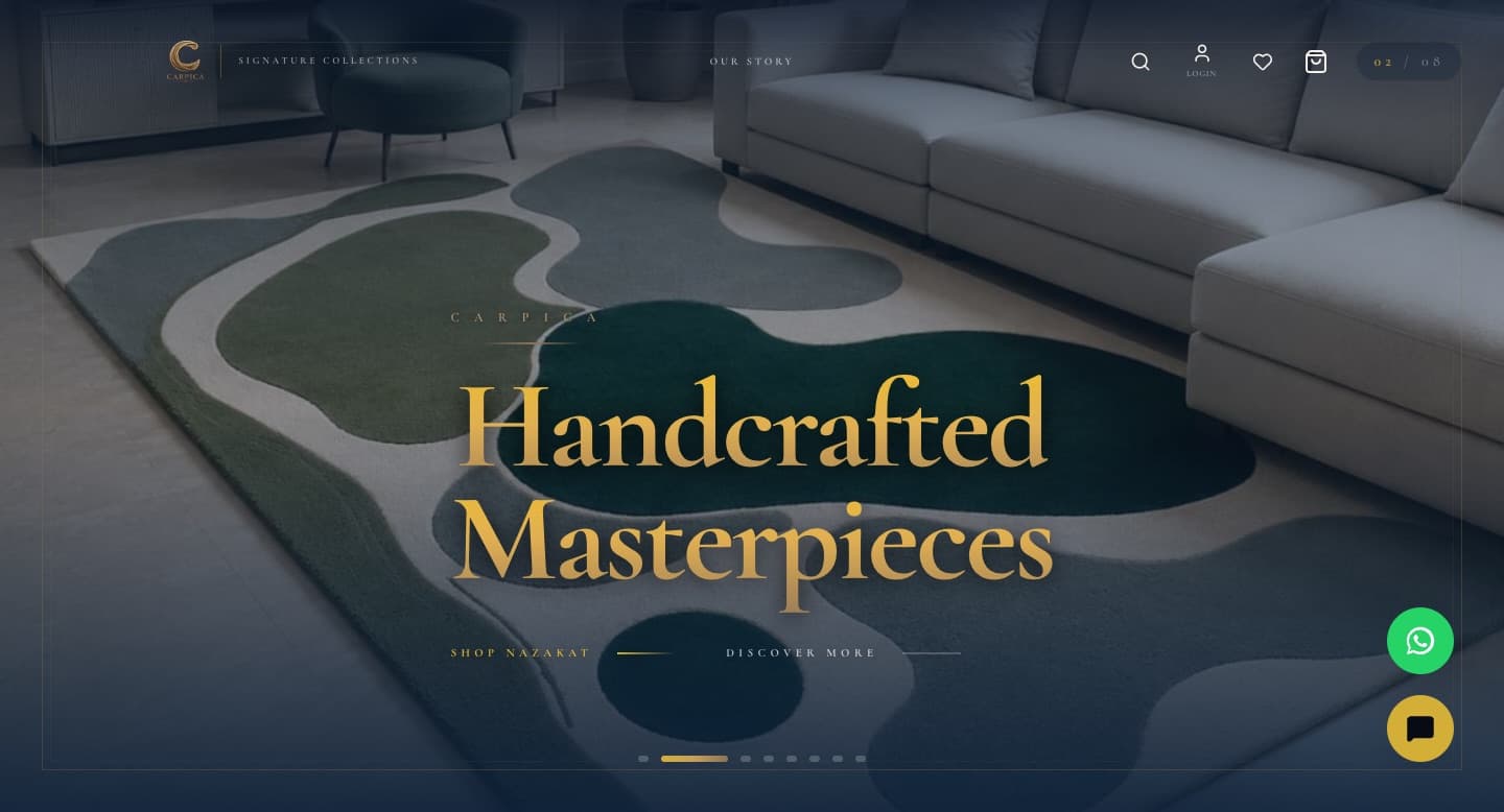 Screenshot of Carpica – Luxury Rug E-Commerce Platform